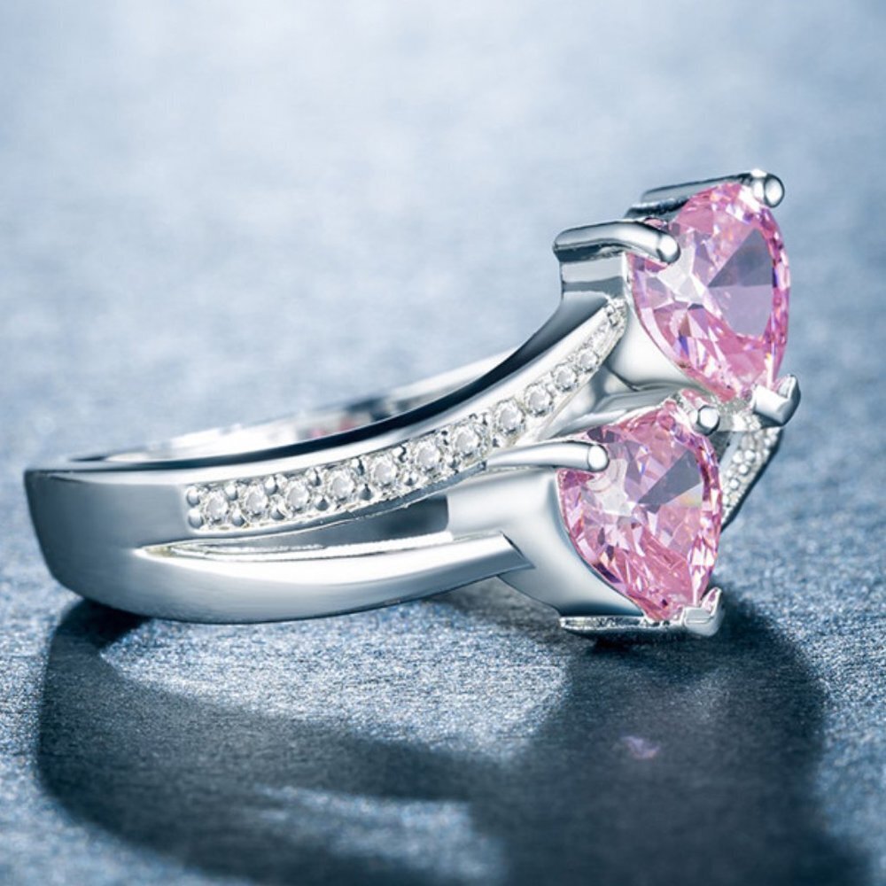 🎁 925 Silver Plated Pink Heart Cut Emerald Exquisite Ring, GPMB1528